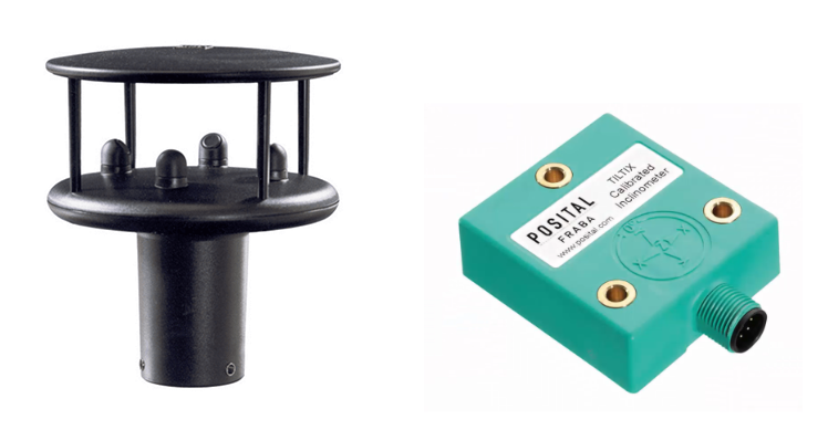 Anemometr Gill WindSonic 60 i inklinometr Tiltix POSITAL FRABA